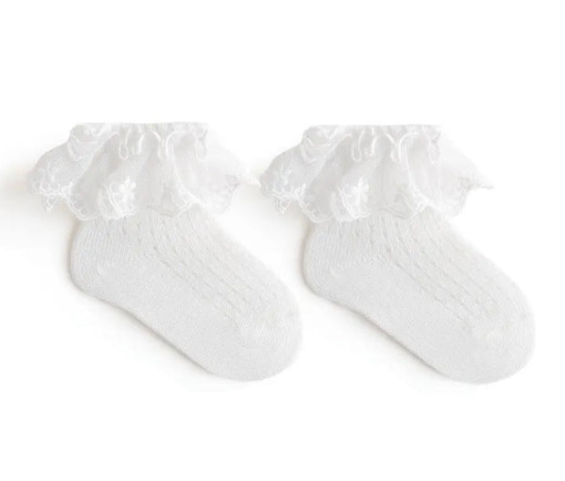 Бебешки къси памучни чорапи с дантела Lace