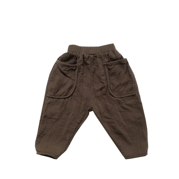 Бебешки памучен панталон Dark Brown