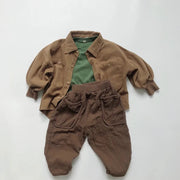 Бебешки памучен панталон Dark Brown