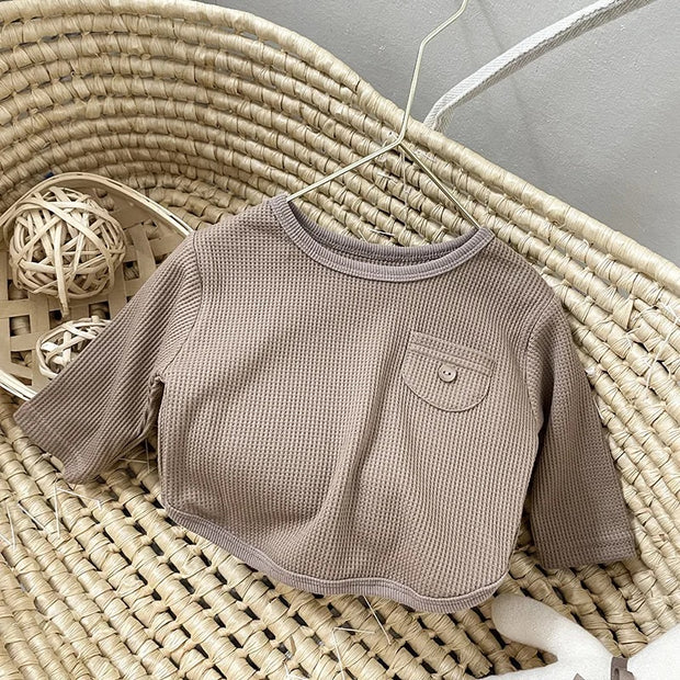 Бебешка рипсена блуза с дълъг ръкав Light Brown