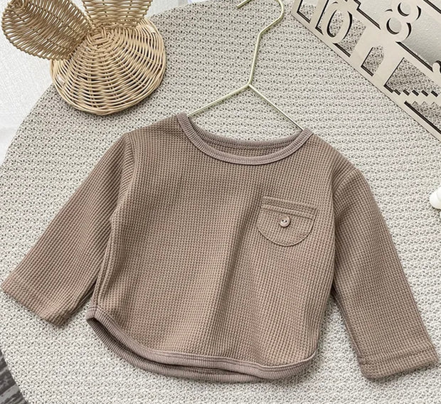 Бебешка рипсена блуза с дълъг ръкав Light Brown