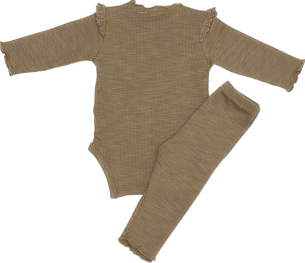Памучен сет с дълъг ръкав Khaki