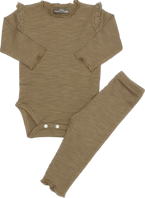 Памучен сет с дълъг ръкав Khaki